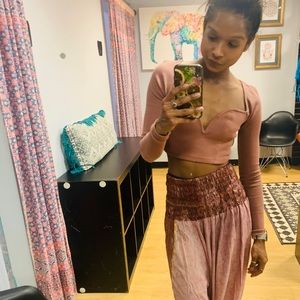 Intimately Free People Rose sweetheart neck long sleeve crop